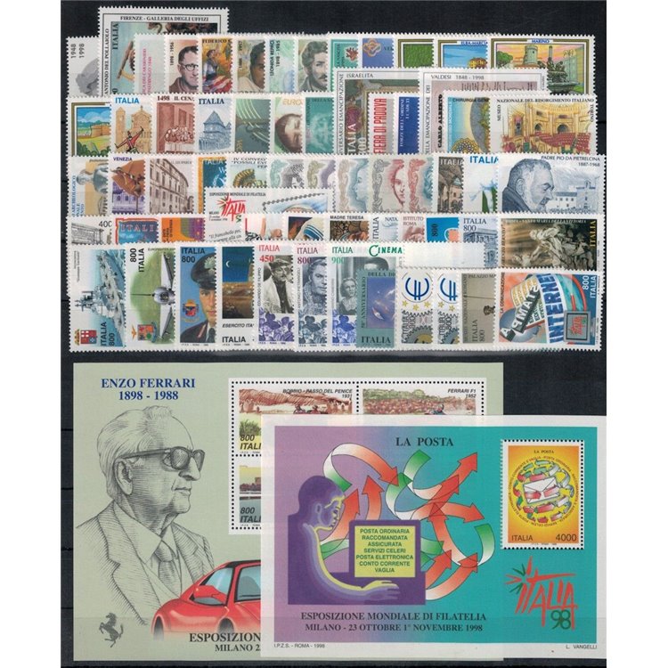 ITALY 1998 Complete Year 63v + 2 s/s MNH**