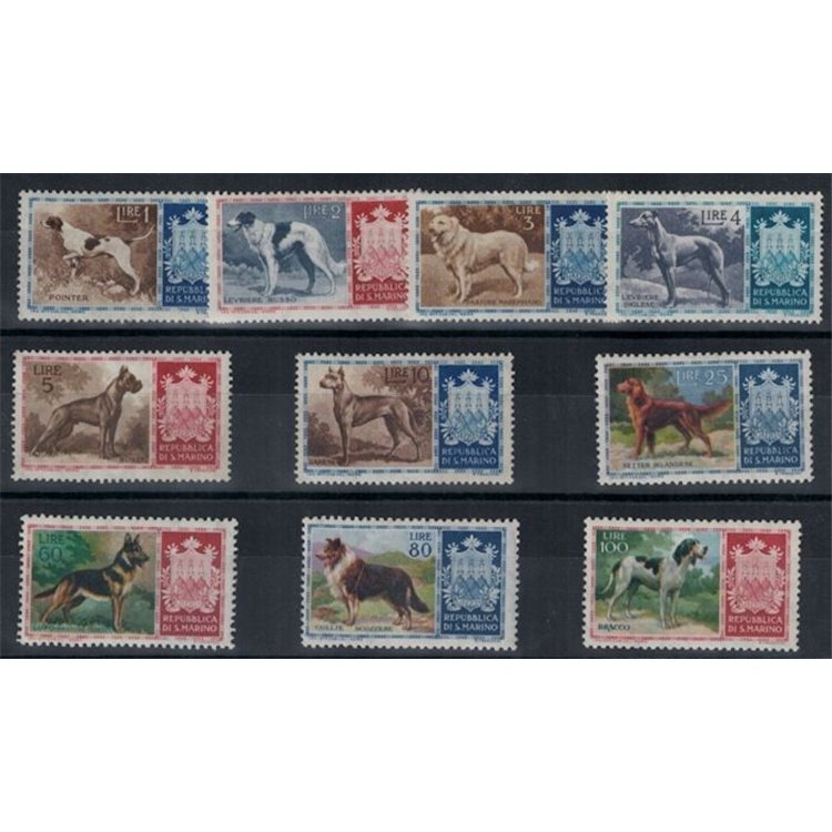 SAN MARINO 1956 Cani di razza 10v MNH**