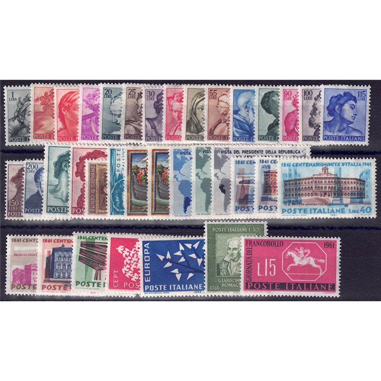 ITALY 1961 Complete Year no Gronchi Rosa 36v MNH**