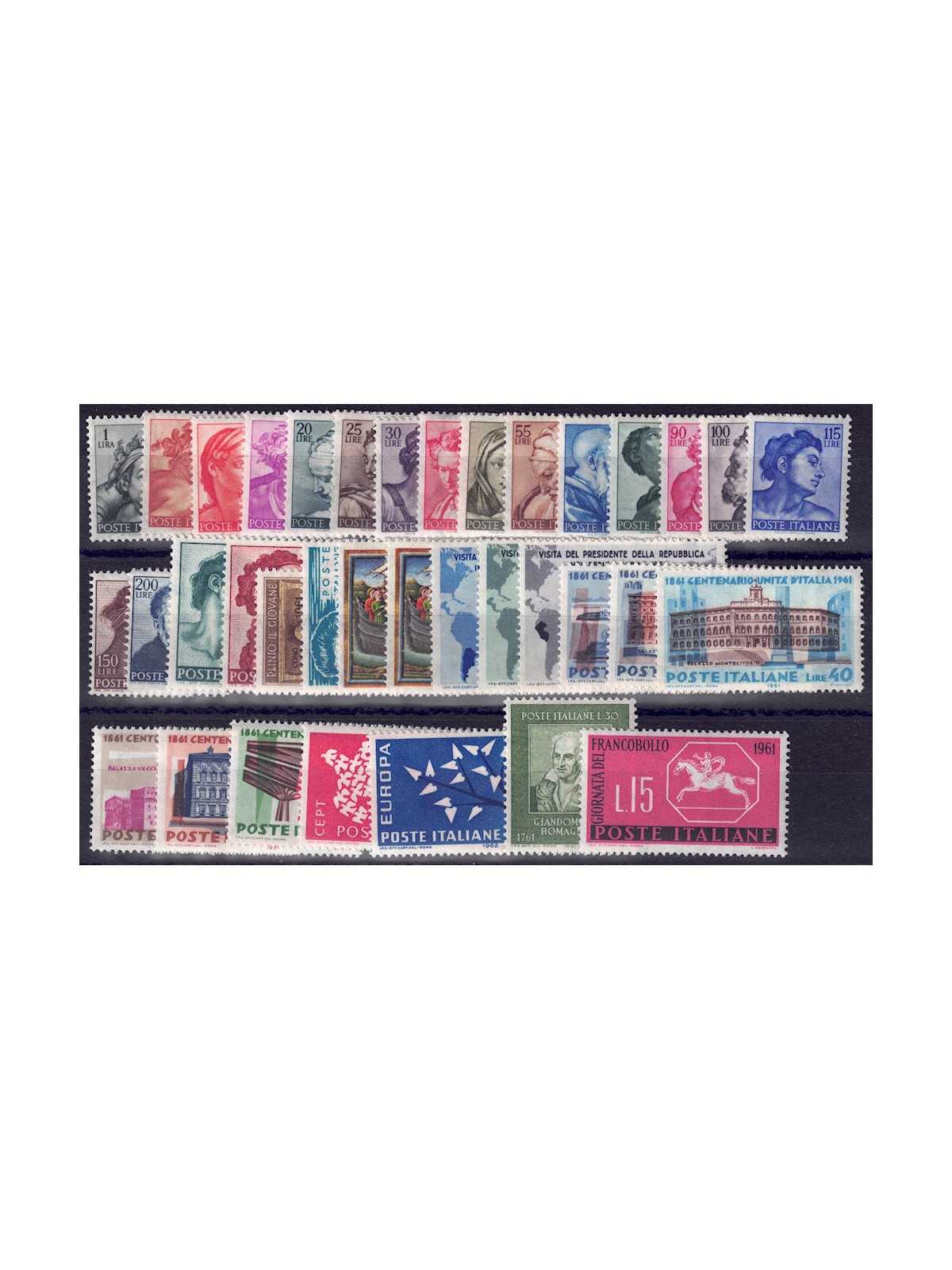 ITALIA 1961 Annata Completa no Gronchi Rosa 36v MNH**