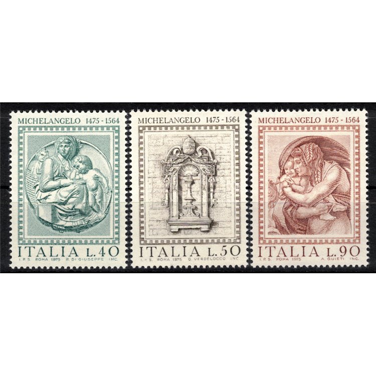 ITALY 1975 Michelangelo Buonarroti 3v MNH**