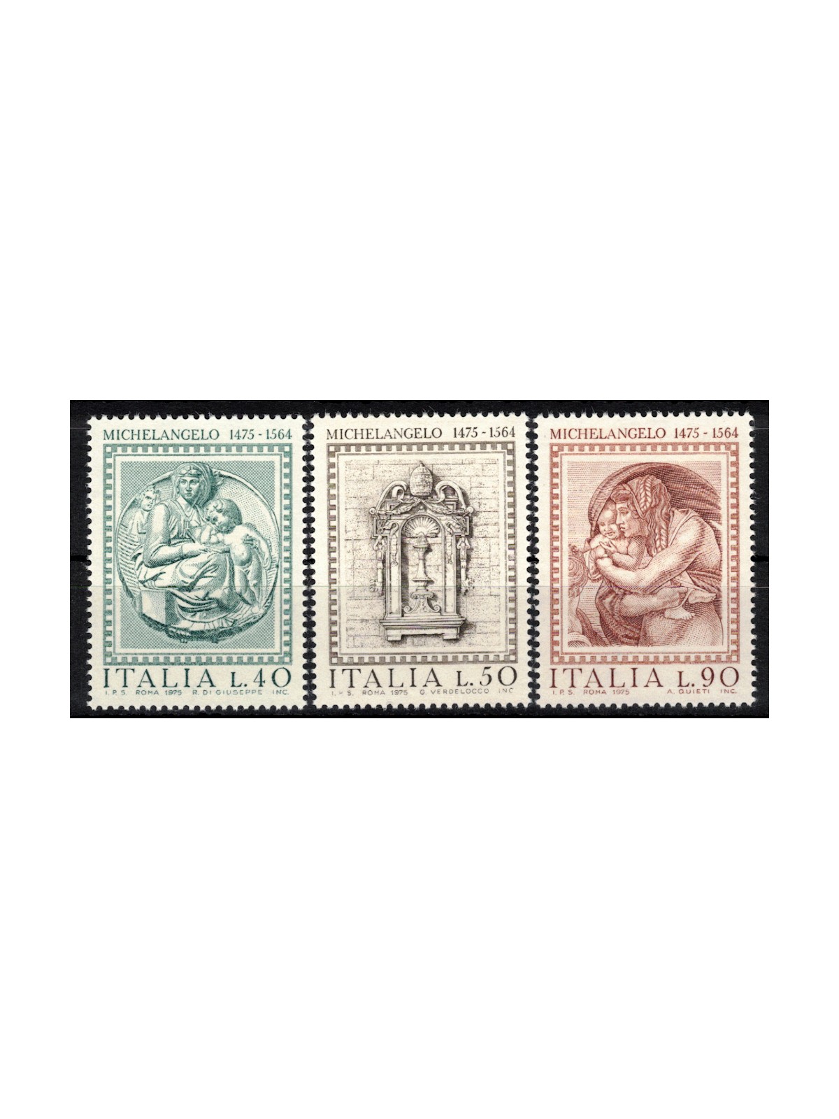 ITALIA 1975 Michelangelo Buonarroti 3v MNH**
