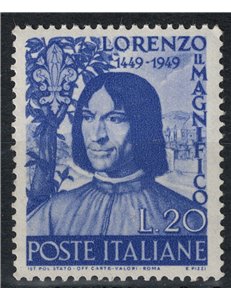 ITALIA 1949 Lorenzo il Magnifico MNH**