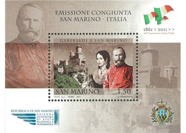 SAN MARINO 2011 Giuseppe Garibaldi s/s MNH**