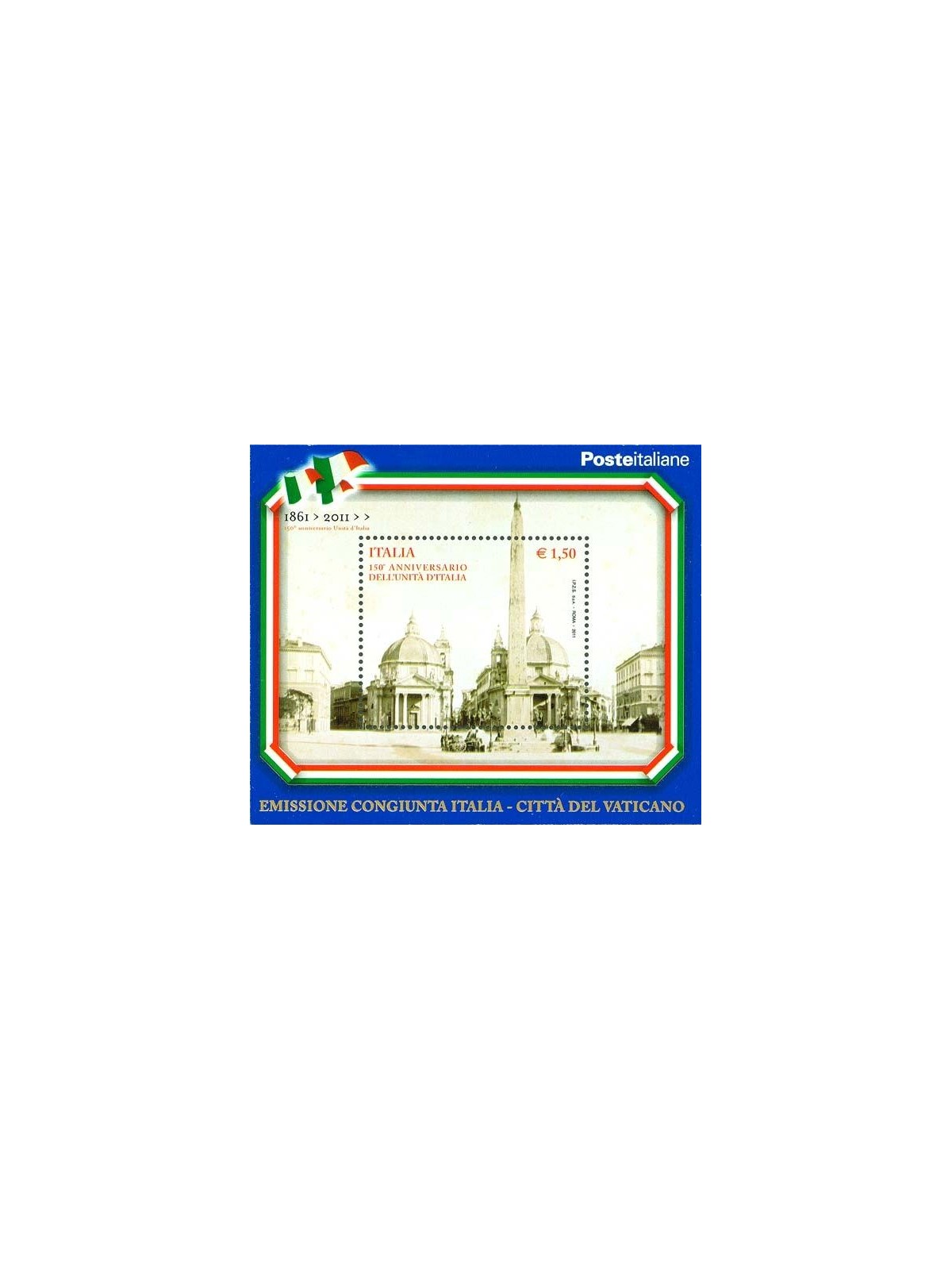 ITALY 2011 Unification of Italy (Piazza del Popolo) s/s MNH**