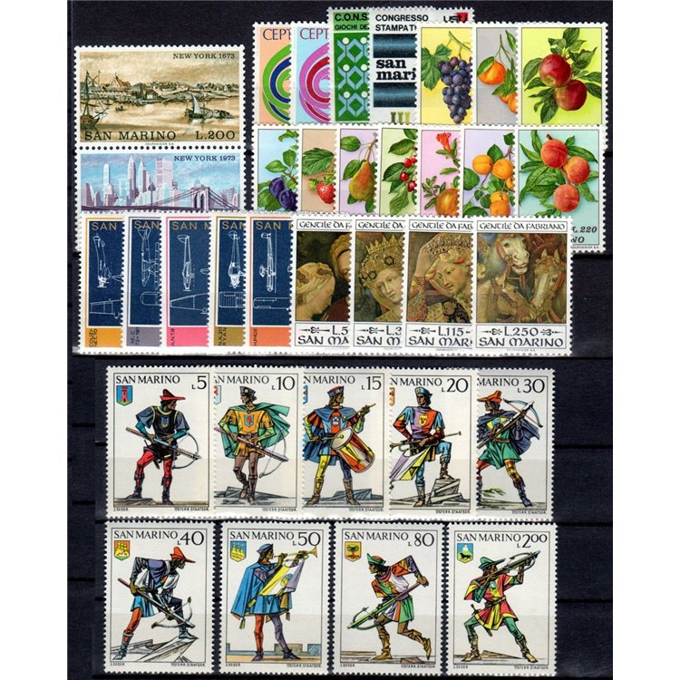 SAN MARINO 1973 Complete year set 34v MNH**
