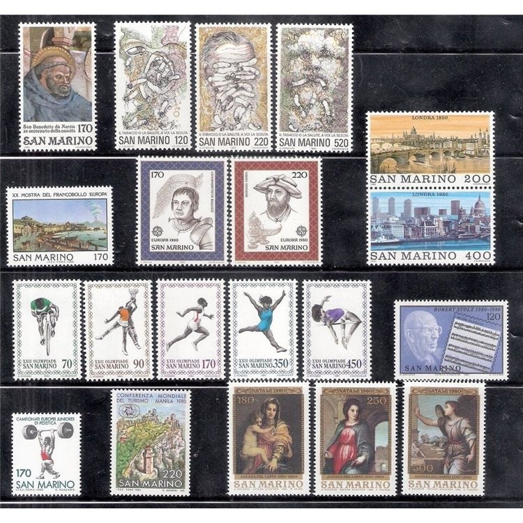 SAN MARINO 1980 Complete year set 20v MNH**