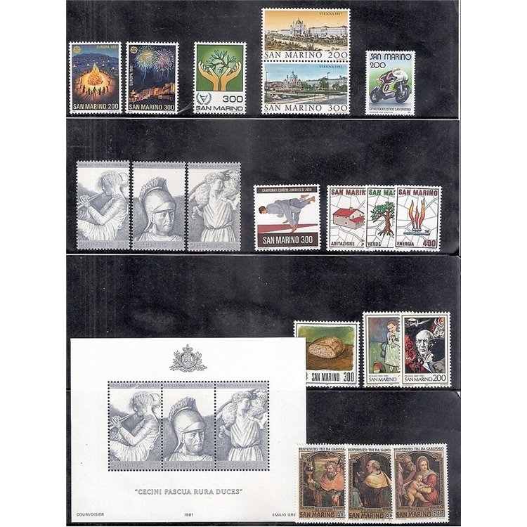 SAN MARINO 1981 Complete year 19v + 1 s/s MNH**