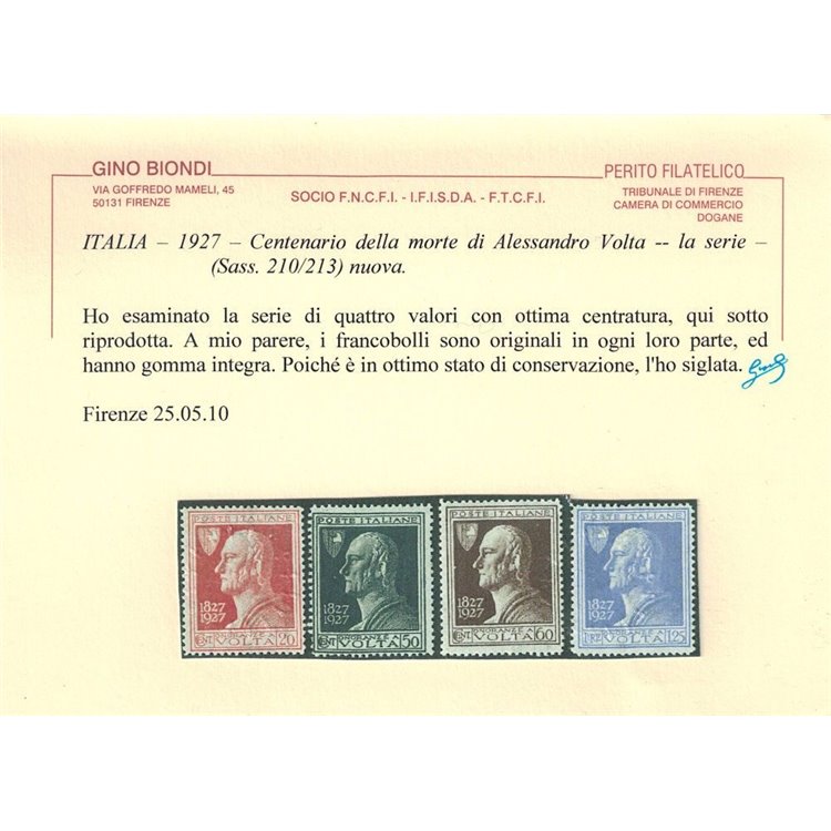 ITALIA REGNO 1927 Alessandro Volta 4v MNH** © (Lusso)