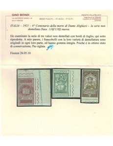 ITALIA REGNO 1921 Varietà Dante Alighieri 3v MNH** nd ©