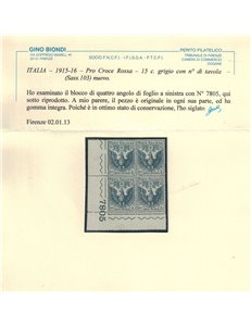 ITALIA REGNO 1915-16 Pro Croce Rossa 15c + 5c in quartina MNH** ©