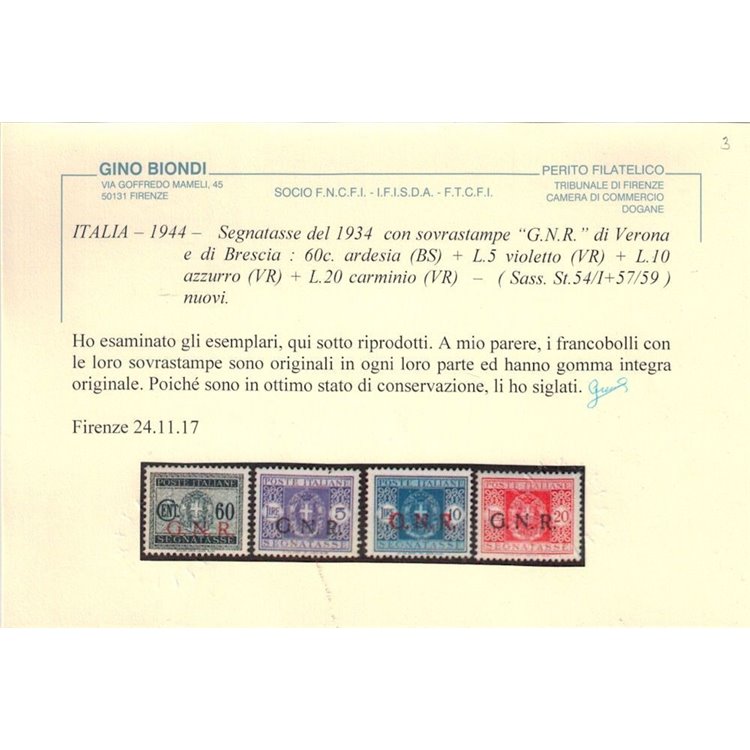 ITALIA RSI 1943 Segnatasse GNR (mista) 13v MNH** ©