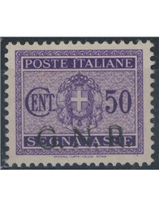 ITALY RSI 1943 GNR tax stamp 50c (Brescia) variety (overprint at bottom) MNH** ©