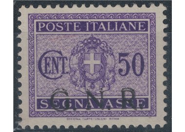 ITALY RSI 1943 GNR tax stamp 50c (Brescia) variety (overprint at bottom) MNH** ©