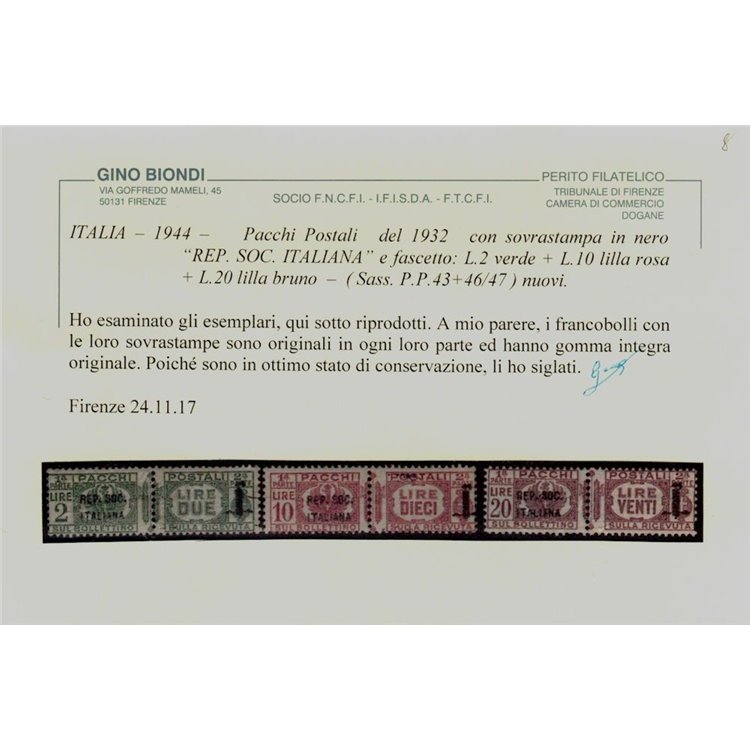 ITALIA RSI 1944 Pacchi postali 12v MNH** ©