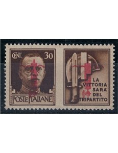 ITALIA RSI 1944 Propaganda di guerra 30c varietà (soprast. capovolta) MH* ©