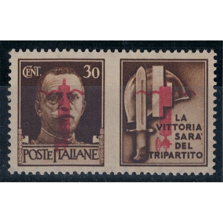 ITALIA RSI 1944 Propaganda di guerra 30c varietà (soprast. capovolta) MH* ©