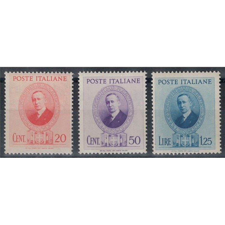 ITALY KINGDOM 1938 Guglielmo Marconi 3v MNH**