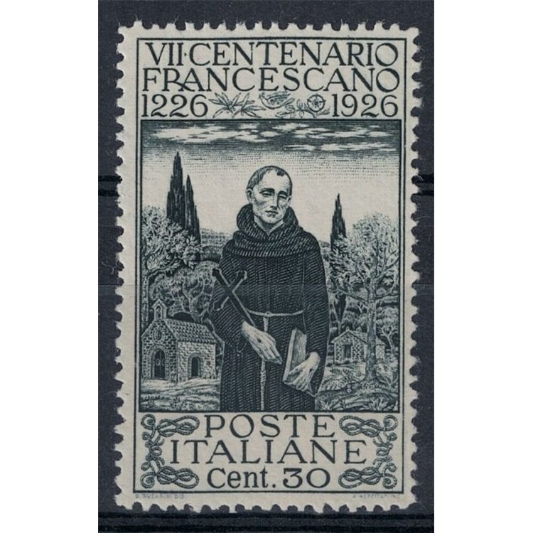 ITALY KINGDOM 1926 St. Francis, 30c perforation 13¼ MNH**