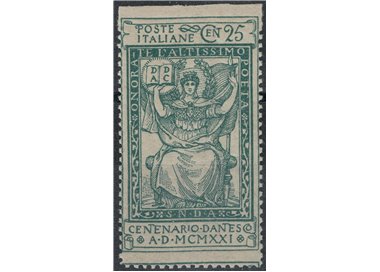 ITALIA REGNO 1921 Varietà 25c Dante non dentellato in alto MNH**