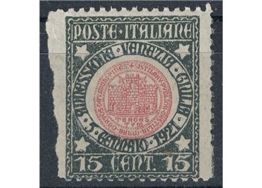 ITALIA REGNO 1921 Varietà 15c Venezia Giulia non dent. a sx MNH** ©