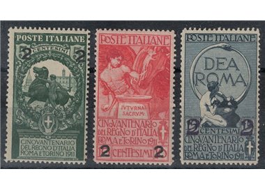 ITALIA REGNO 1913 Unità d'Italia sovrastampati 3v MNH** Lusso