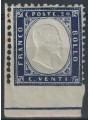 ITALIA REGNO 1862 Varietà 20c indaco non dentellato in basso MNH**
