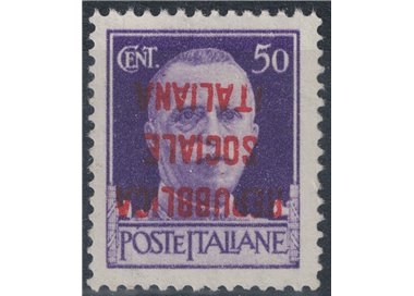 ITALY RSI 1944 Variety 50c imperial overprint upside down MNH**