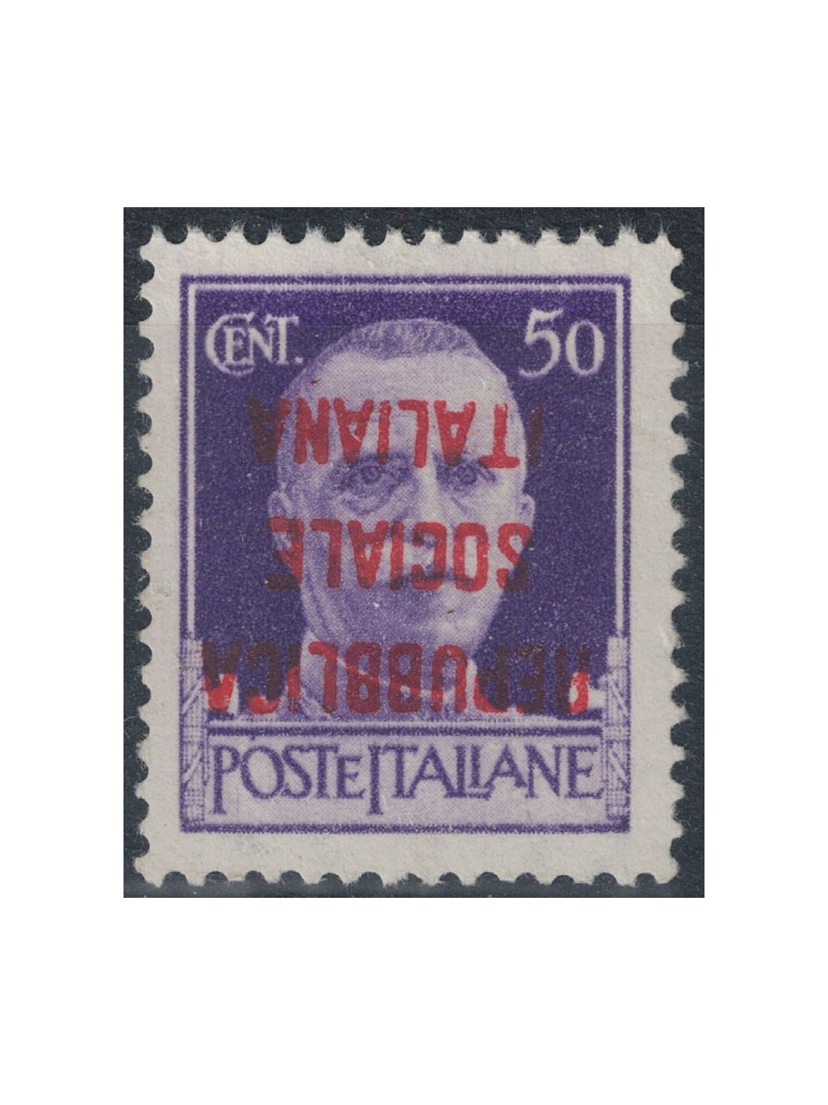 ITALIA RSI 1944 Varietà 50c imperiale soprast. capovolta MNH**