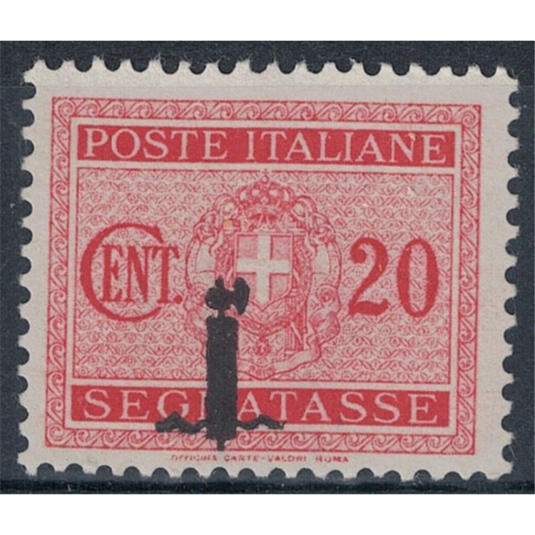 ITALY RSI 1944 Variety 20c Tax mark (overprint shifted) MNH**