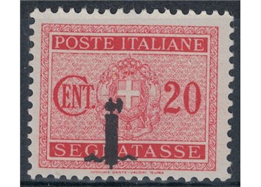 ITALY RSI 1944 Variety 20c Tax mark (overprint shifted) MNH**