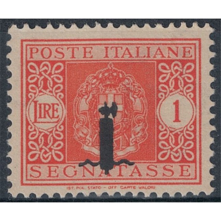 ITALY RSI 1944 Variety 1£ Tax mark (overprint shifted) MNH**
