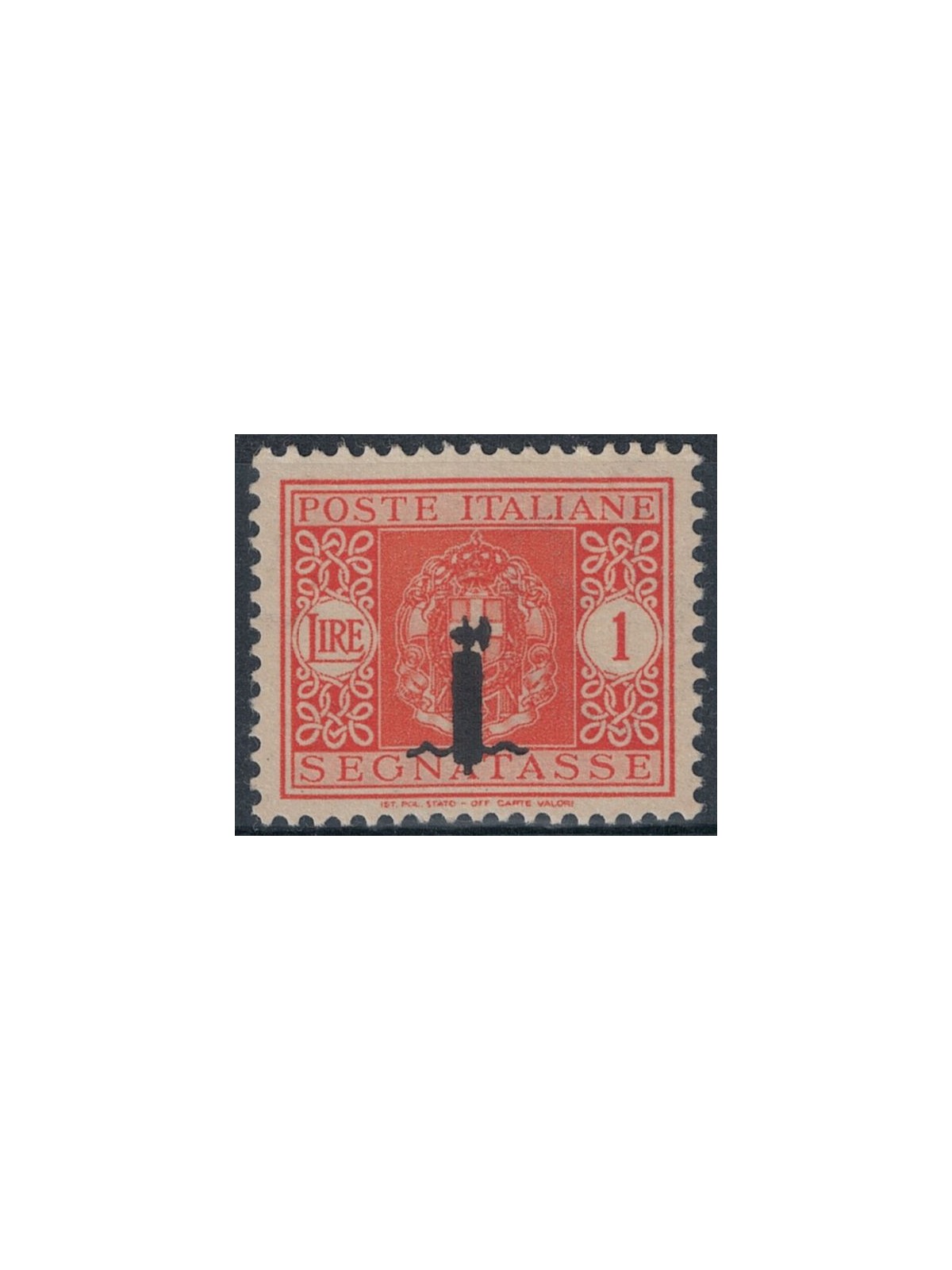 ITALY RSI 1944 Variety 1£ Tax mark (overprint shifted) MNH**