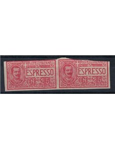 ITALY KINGDOM 1903 Express, variety, pair, imperforated 2v MH*
