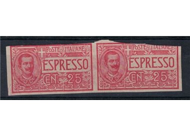 ITALY KINGDOM 1903 Express, variety, pair, imperforated 2v MH*