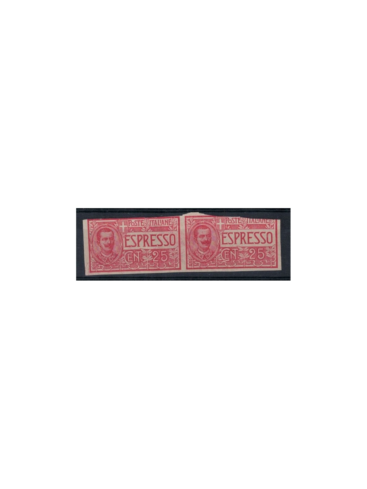 ITALIA REGNO 1903 Espresso, varietà, coppia non dentellati 2v MH*