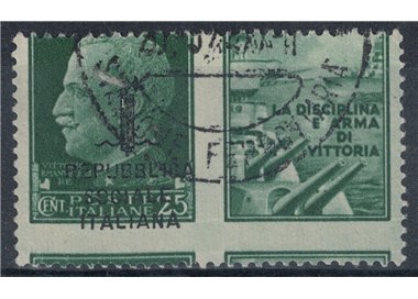 ITALY RSI 1944 Variety 25c Propaganda (heavily misaligned perforation) used