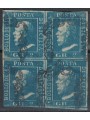 REGNO DI SICILIA 1859 2 grana azzurro in quartina us