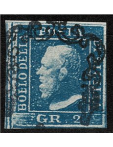 KINGDOM OF SICILY 1859 2 grana azzurro used