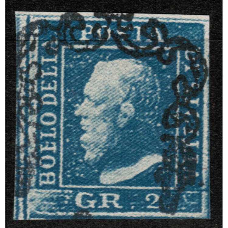 KINGDOM OF SICILY 1859 2 grana azzurro used