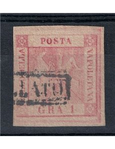KINGDOM OF NAPLES 1858 1 grana rosa chiaro I table without watermark used