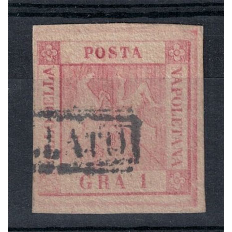 REGNO DI NAPOLI 1858 1 grana rosa chiaro I tavola senza filigrana us