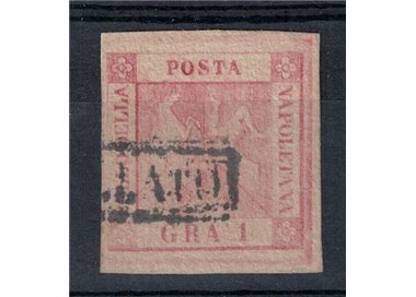 REGNO DI NAPOLI 1858 1 grana rosa chiaro I tavola senza filigrana us