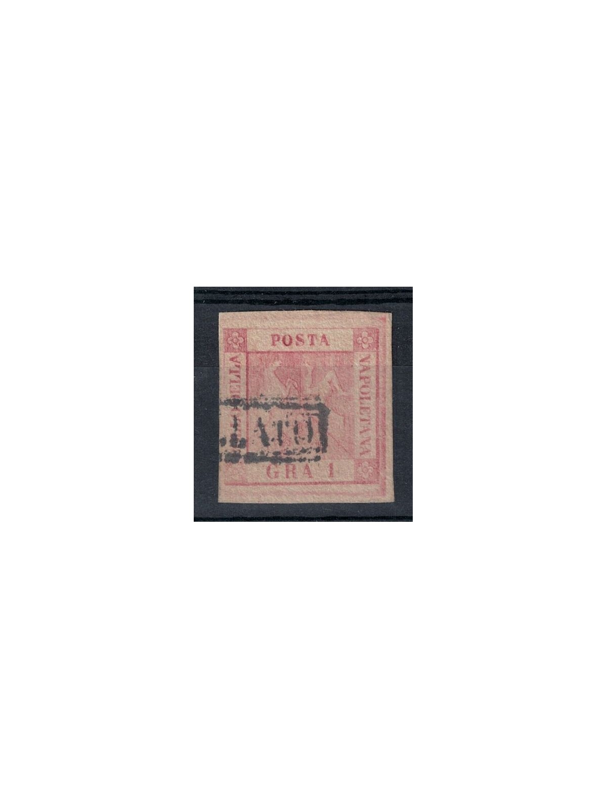 KINGDOM OF NAPLES 1858 1 grana rosa chiaro I table without watermark used
