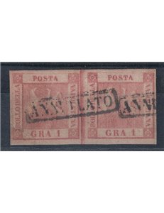 KINGDOM OF NAPLES 1858 pair 1 grana rosa carminio II table used