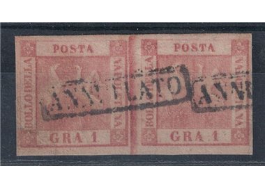 REGNO DI NAPOLI 1858 coppia 1 grana rosa carminio II tavola us