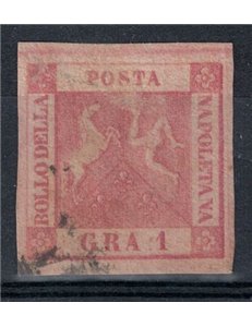 KINGDOM OF NAPLES 1858 1 carmine pink grain II table without watermark used