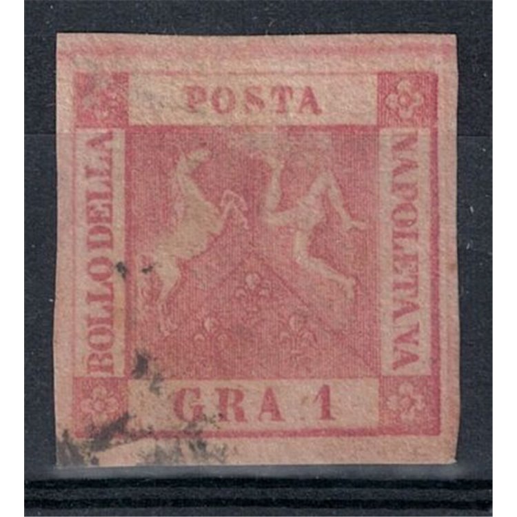 KINGDOM OF NAPLES 1858 1 carmine pink grain II table without watermark used