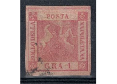 KINGDOM OF NAPLES 1858 1 carmine pink grain II table without watermark used