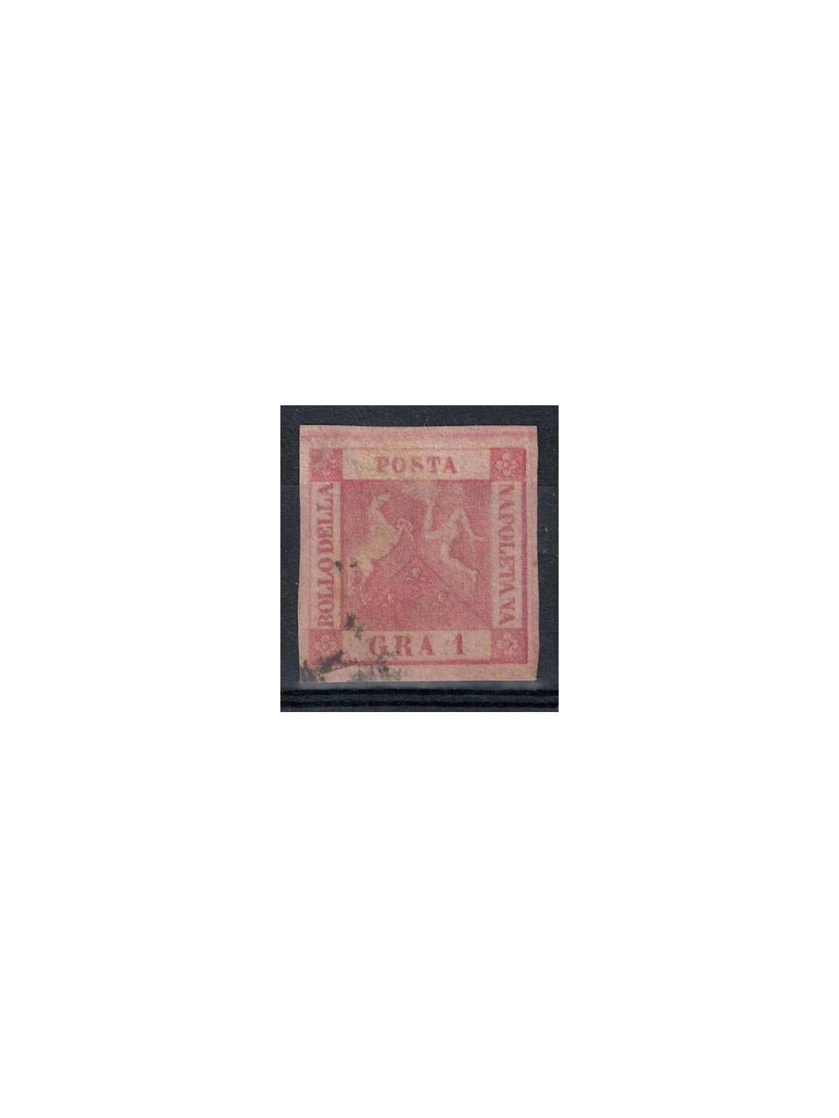 REGNO DI NAPOLI 1858 1 grana rosa carminio II tavola senza filigrana us